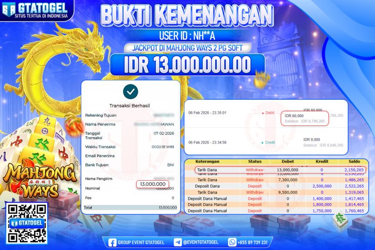 BUKTI KEMENANGAN GTATOGEL NEW ( TGL 07 - 02 - 2026 ) V6
